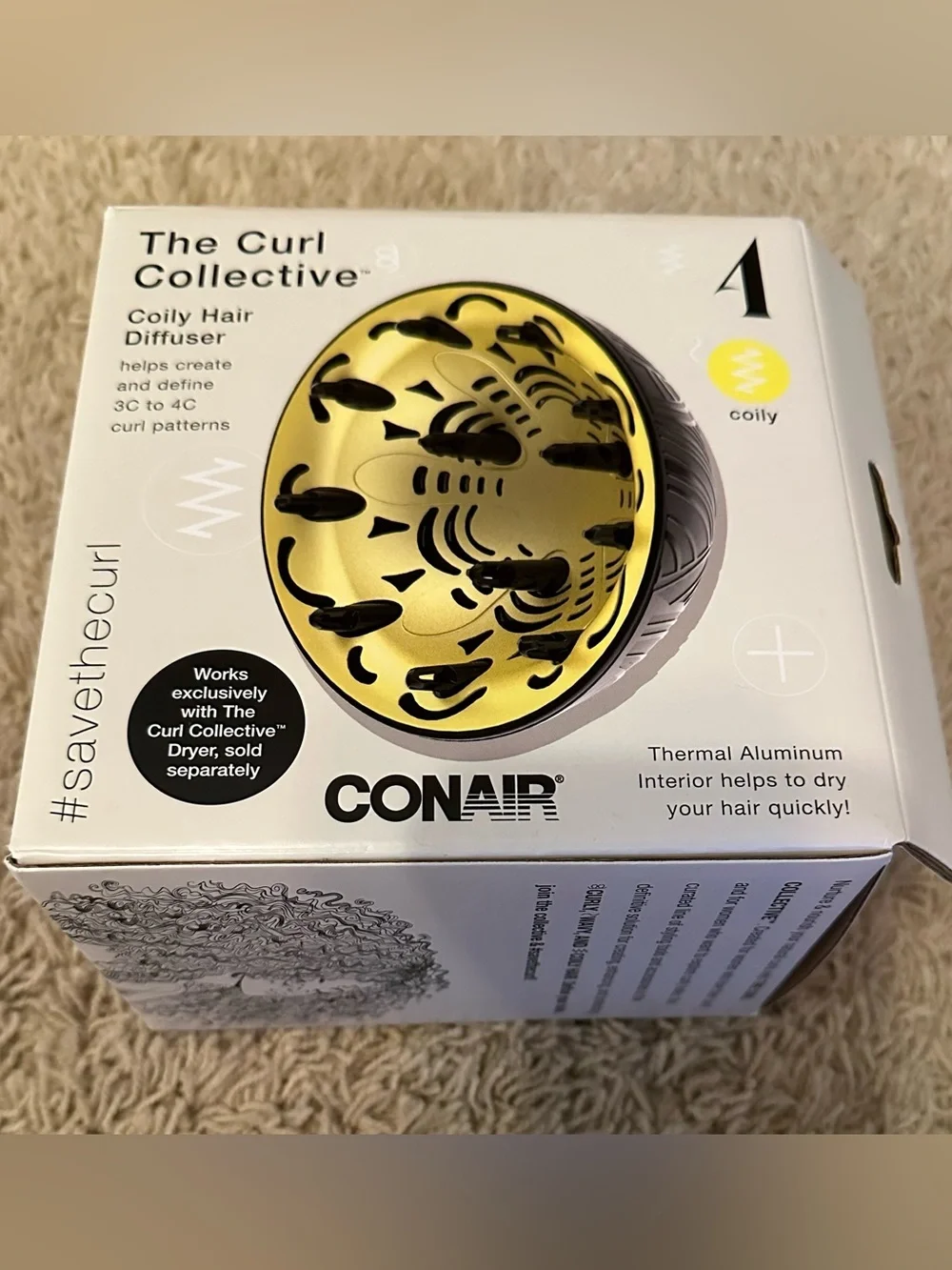 NIB The  Curl Collective Coily Hair Diffuser - Gold/Black